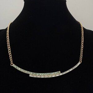 16" Stacked Multi-Stones Collar Statement Necklace-Green/White/Gold